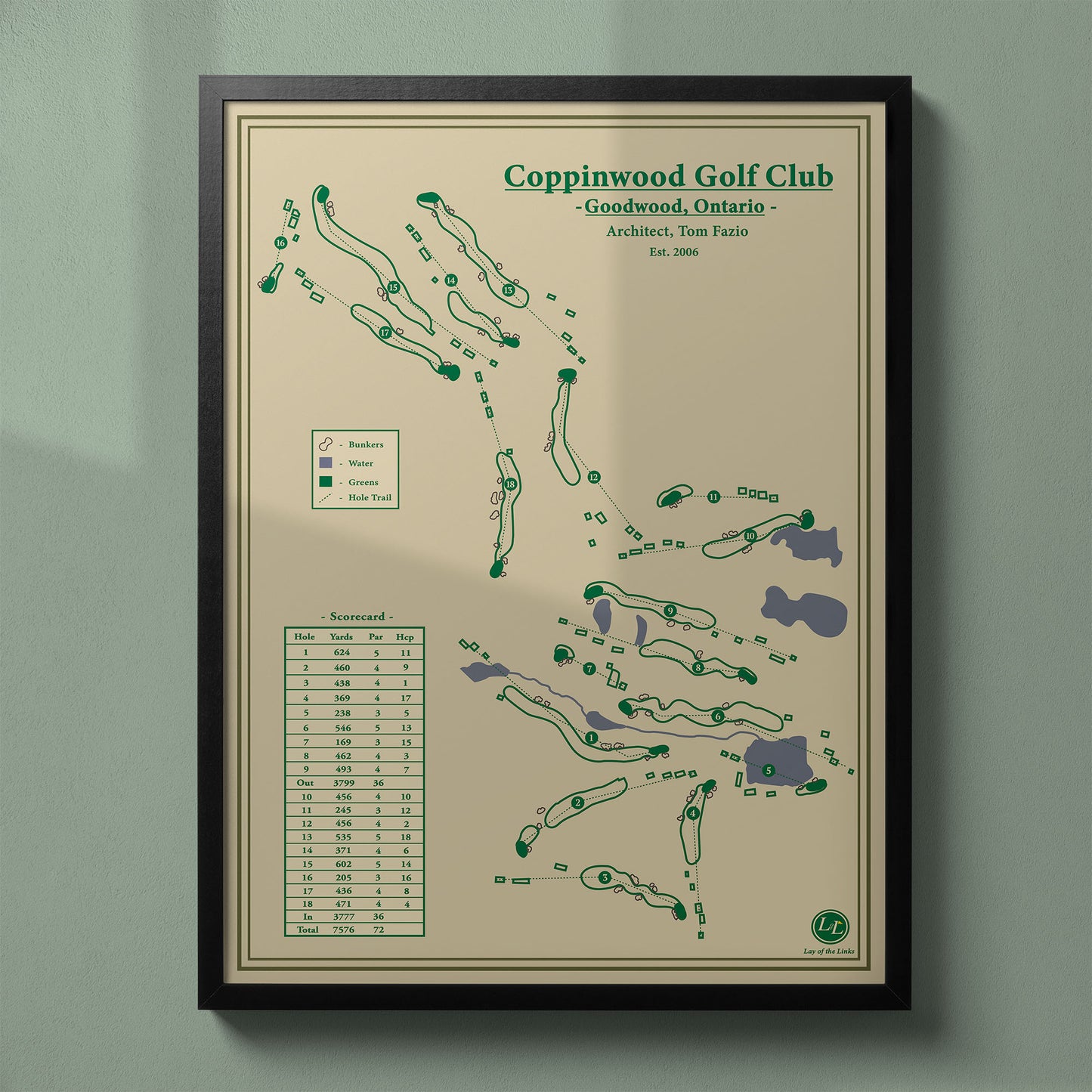 coppinwood golf club course map print ontario canada