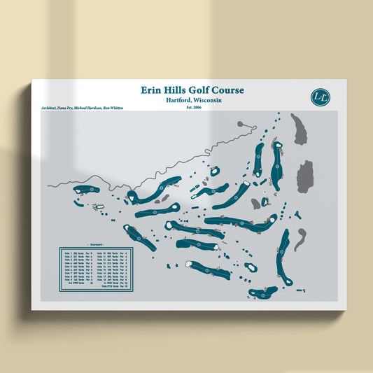 Erin Hills Golf Course Map - Legacy Series - Unframed
