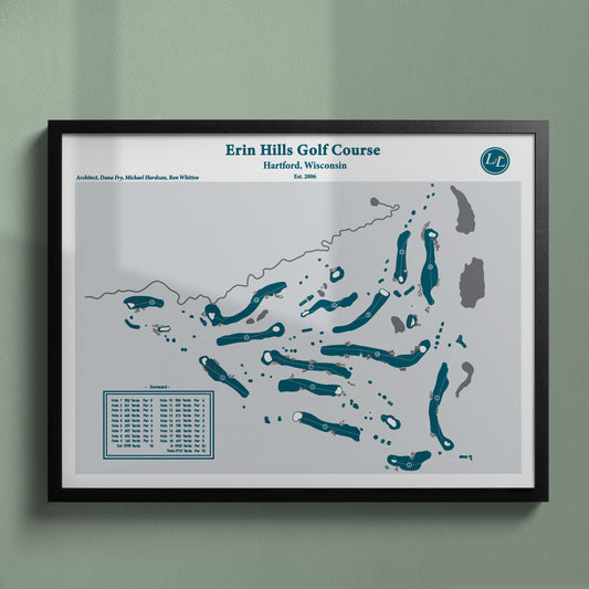 Erin Hills Golf Course Map - Legacy Series - Black Frame