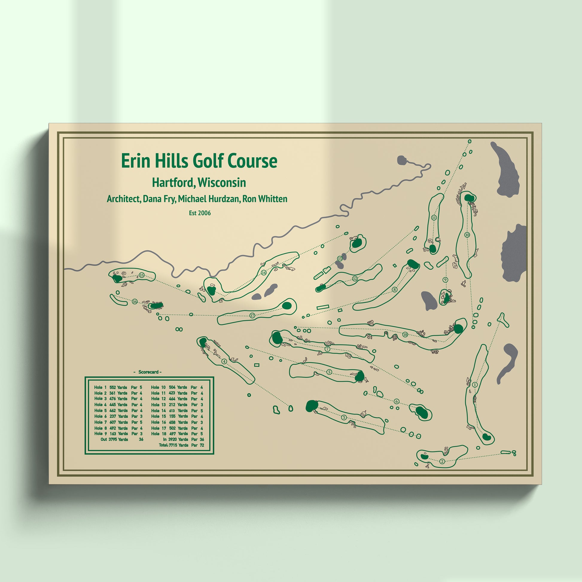 Erin Hills Golf Course Map - Blueprint Series - Unframed
