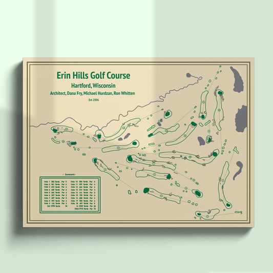 Erin Hills Golf Course Map - Blueprint Series - Unframed