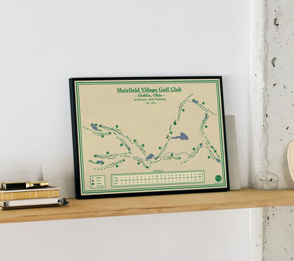 vintage-style golf course map print of Muirfield Village Golf Club in Ohio