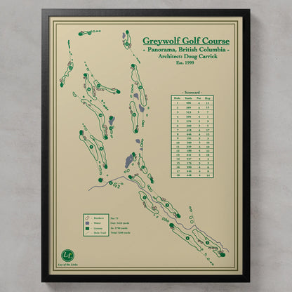Framed map of Greywolf Golf Course