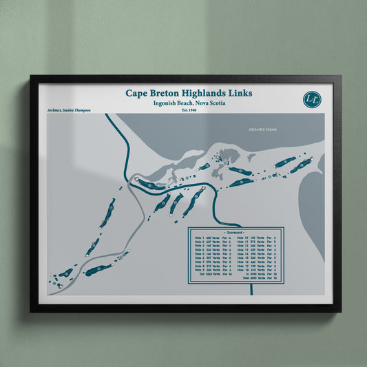 Black Framed map of Cape Breton Highlands Links - Legacy Series