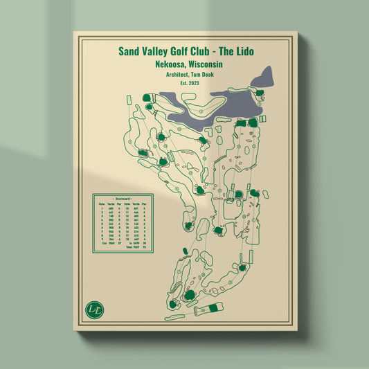 Sand Valley Golf Club - The Lido Golf Course Map Print - Blueprint Series - Unframed