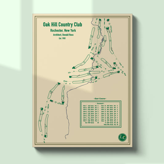 East Course - Oak Hill Country Club Course Map - Blueprint Series - Unframed