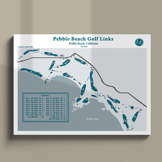 Pebble Beach Golf Links Course Map - Legacy Series - Unframed