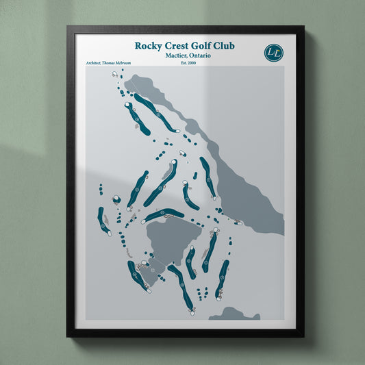 Rocky Crest Golf Club Golf Course Map Print - Legacy Series - Black Frame
