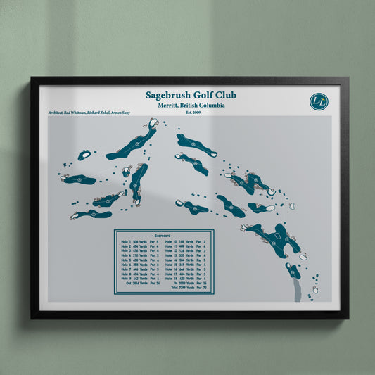 Black Framed Course map of Sagebrush Golf Club - Legacy Series