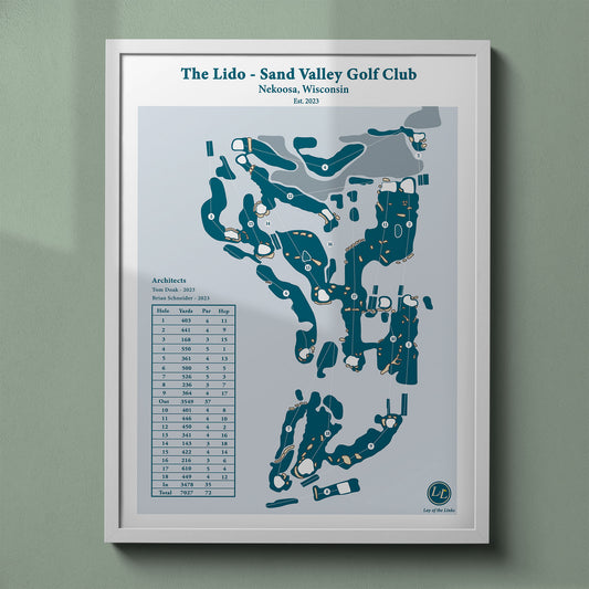 the_lido_sand_valley_golf_club_course_map_print_wisconsin_white_frame