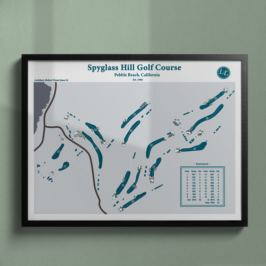 Spyglass Hill Golf Course Map Print - Legacy Series - Black Frame