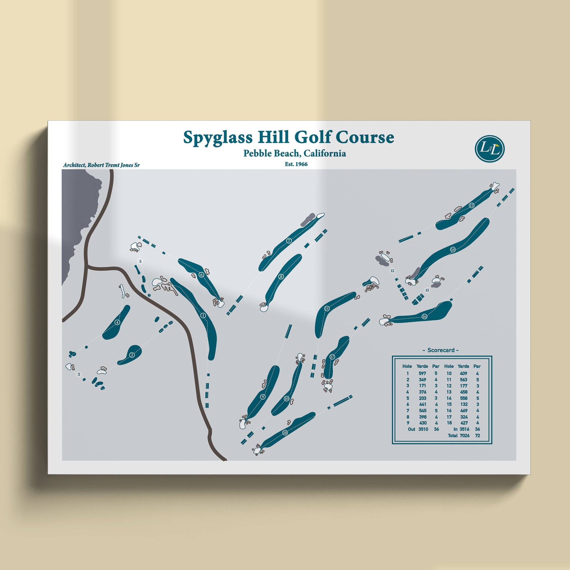 Spyglass Hill Golf Course Map Print - Legacy Series - Unframed