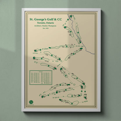 St. George's Golf and Country Club map print in a white frame, featuring the multi-time RBC Canadian Open host venue.