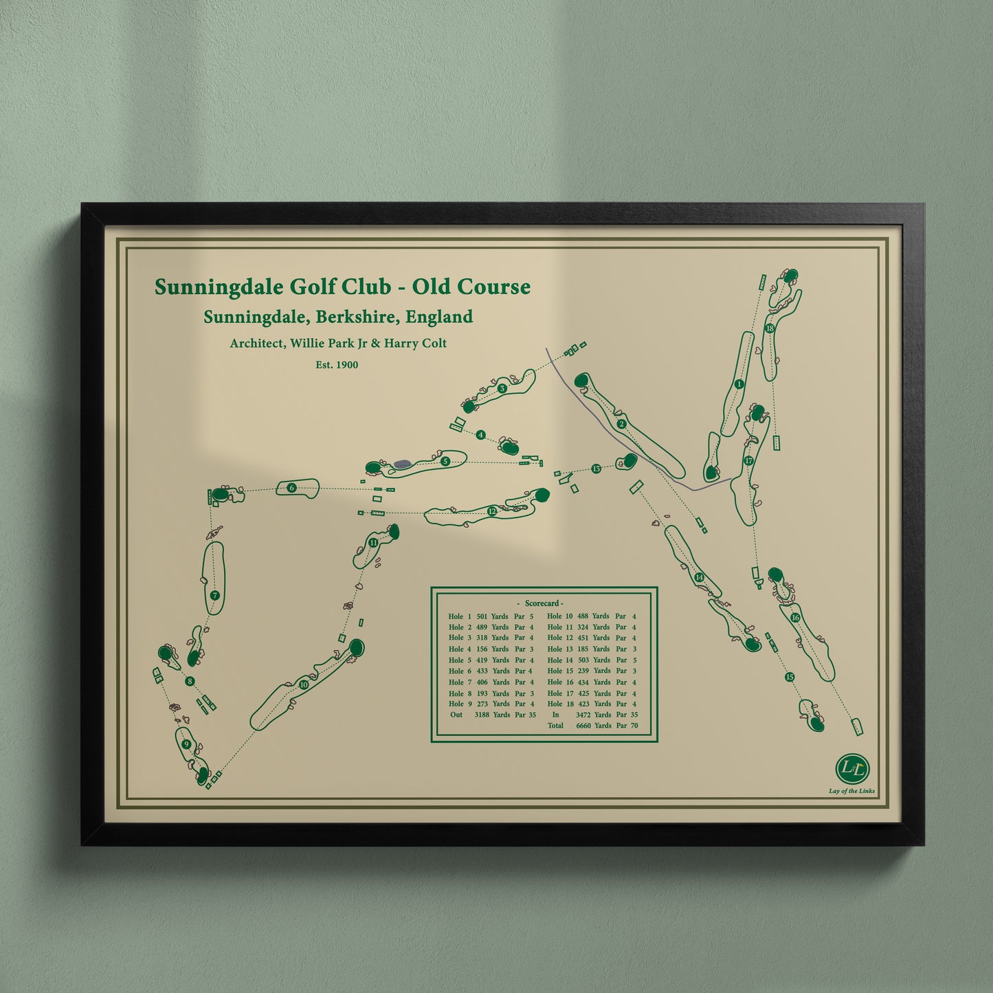 Course map of Sunningdale Golf Club's Old Course