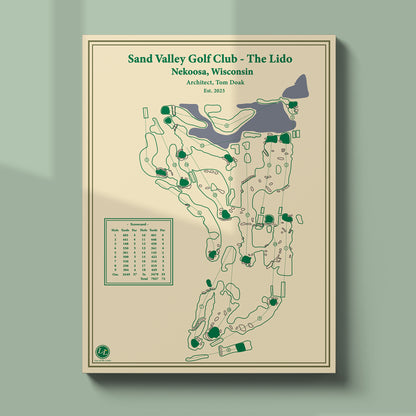 Unframed The Lido course map poster print showing the faithful recreation of the original Long Island design.