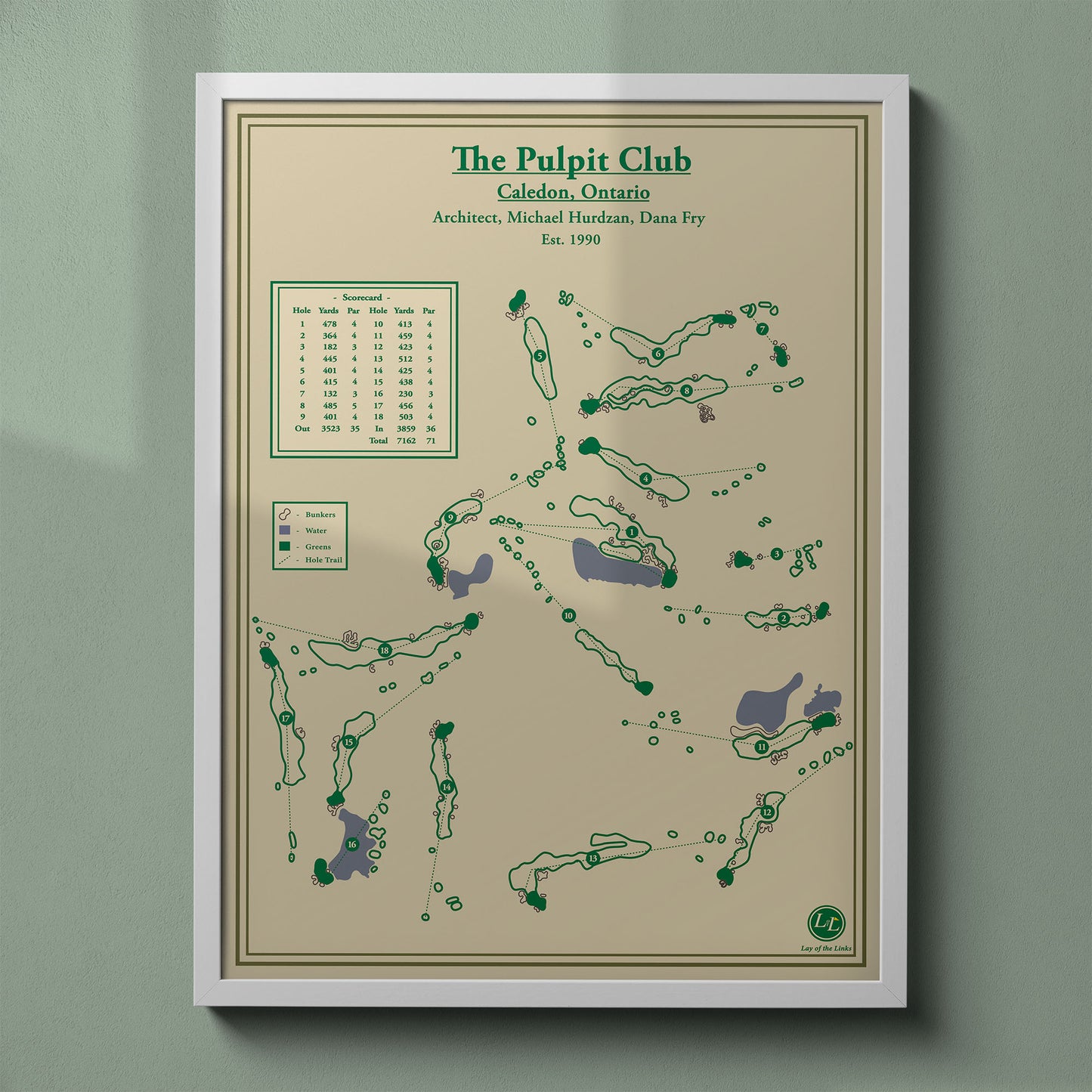 The_pulpit_club_course_map_print_ontario_framed