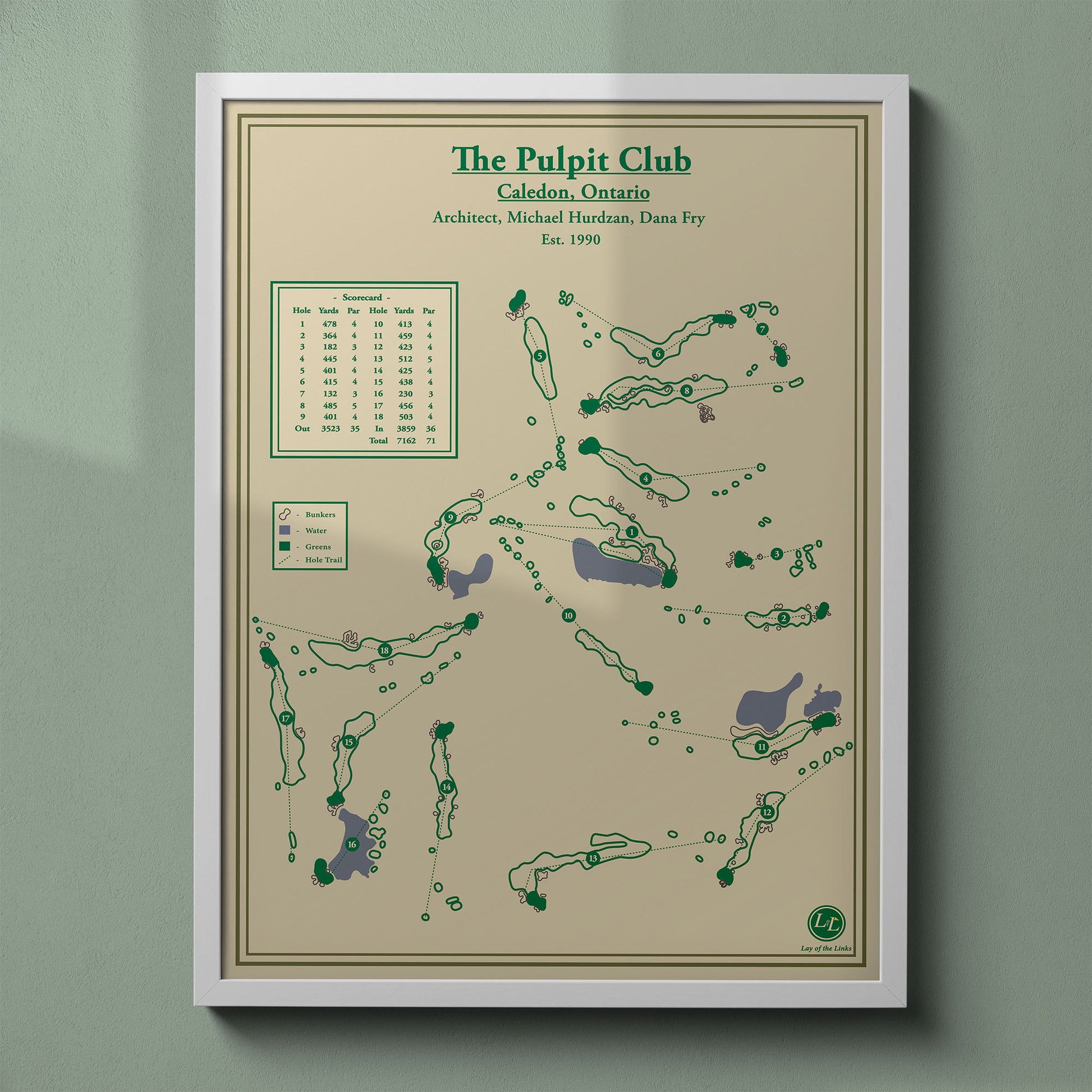 The_pulpit_club_course_map_print_ontario_framed