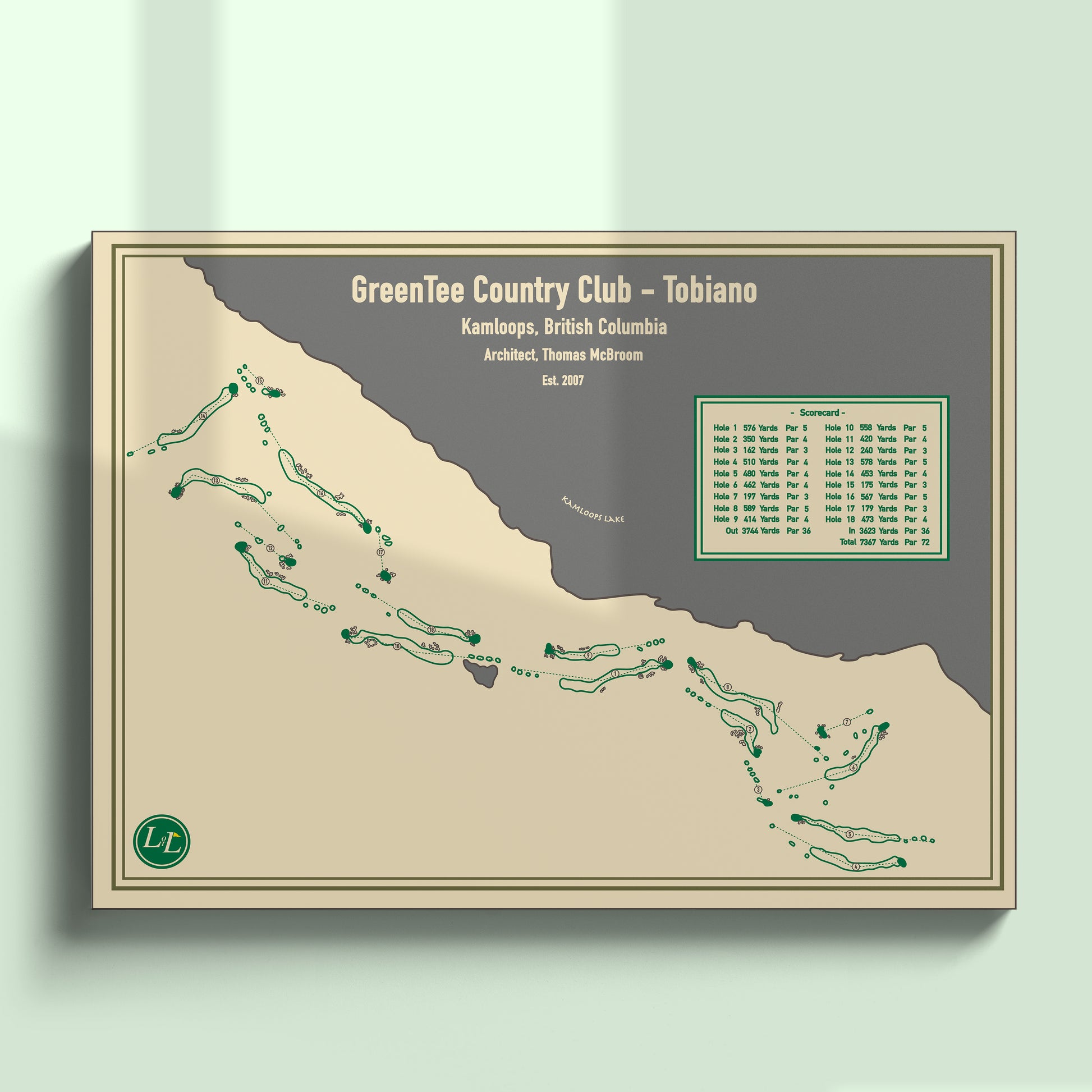 Unframed Course map of GreenTee Country Club Tobiano 