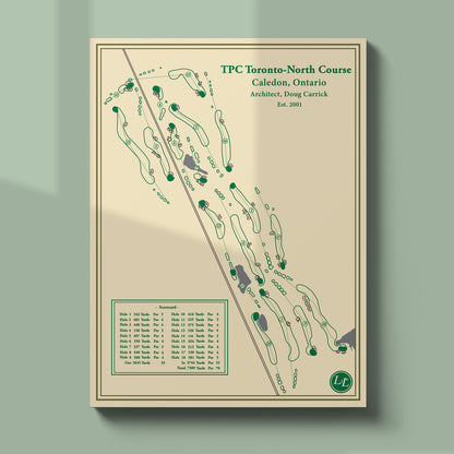 Unframed TPC Toronto North course map poster print showing the full 18 hole routing in Caledon.