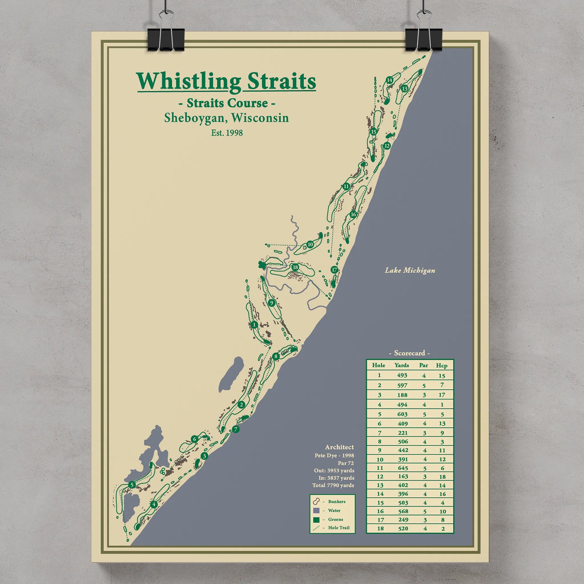Whistling Straits Golf Course Map Print 