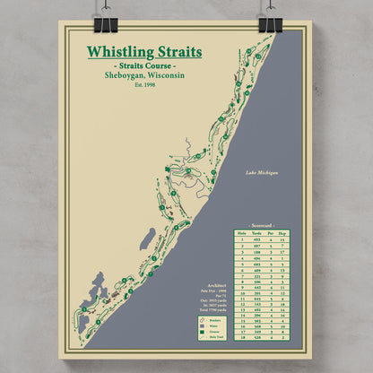 Whistling Straits Golf Course Map Print 